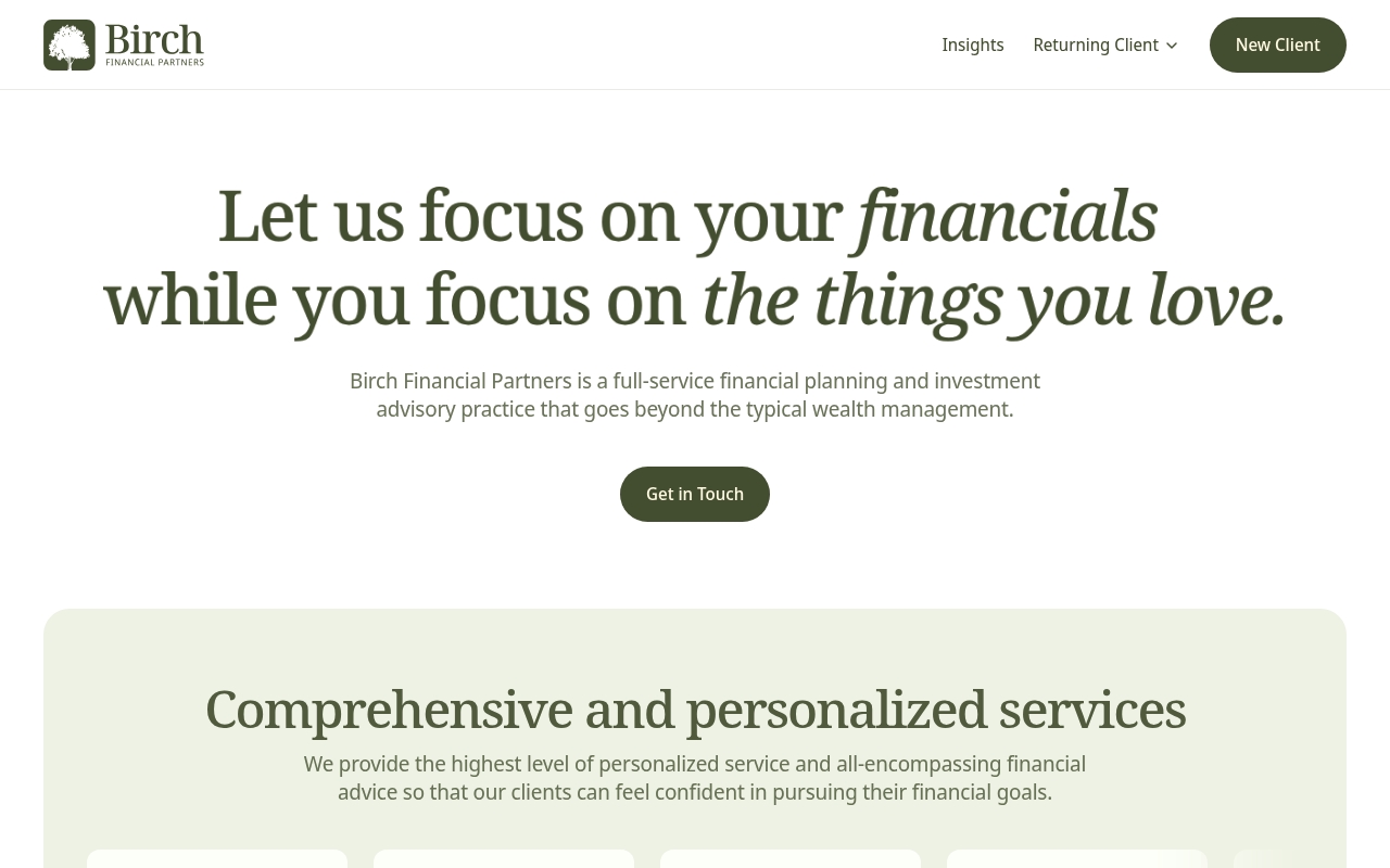 Birch Financial Partners website screenshot